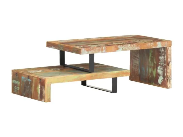 2-tlg. Couchtisch-Set Recyceltes Massivholz