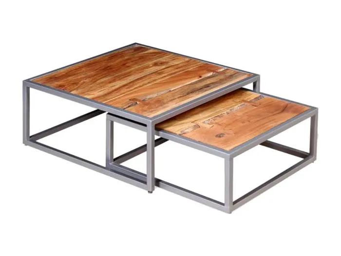 2-tlg. Couchtisch-Set Massivholz Akazie