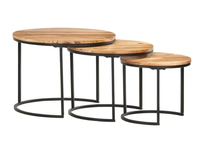 Satztische 3 Stk. Massivholz Akazie