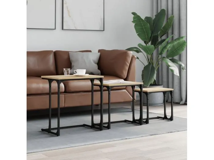 Satztische 3 Stk. Sonoma-Eiche Holzwerkstoff