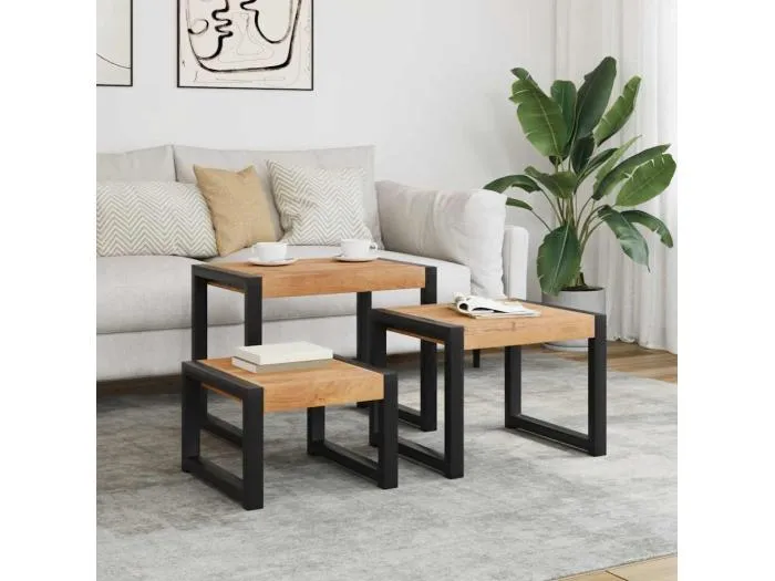 Satztische 3 Stk. Massivholz