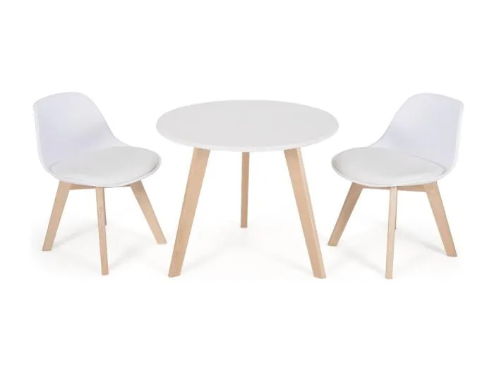3 TLG. Kindersitzgruppe mit Runden Tisch & 2 Gepolsterten Stühlen für Kleinkinder von 3-8 J.