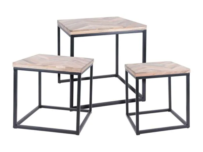 3-tlg. Beistelltisch-Set Teak