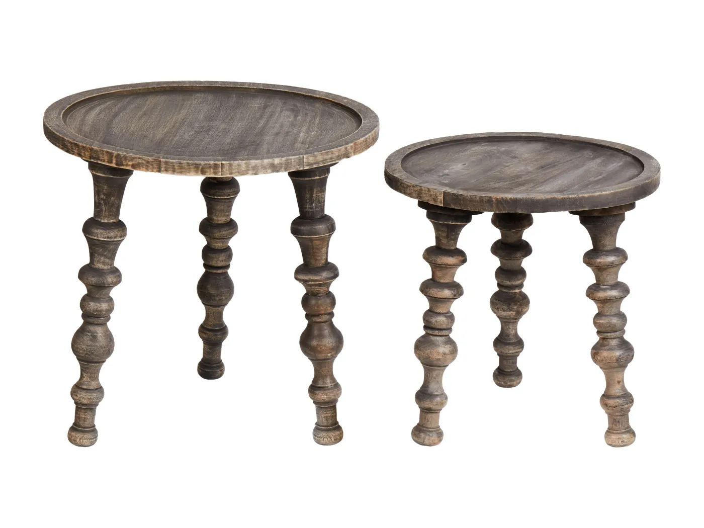 Beistelltisch 2er Set MARNOO Mango Holz Dunkelbraun