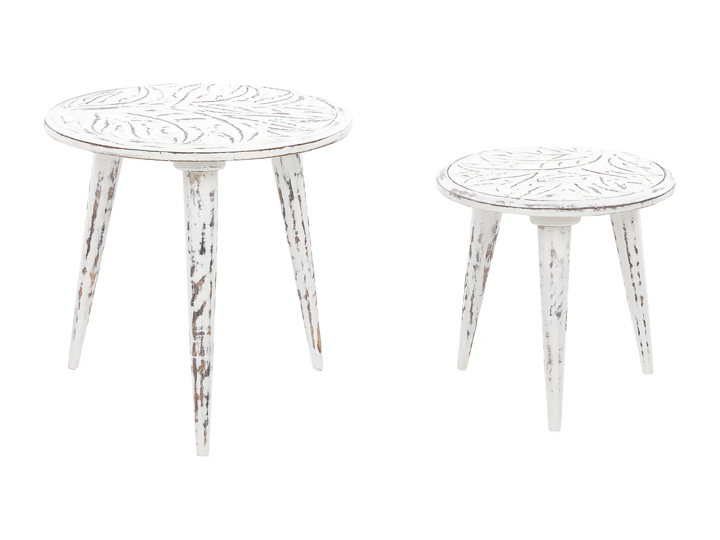 Beistelltisch 2er Set CHANDRA Mango Holz Weiss