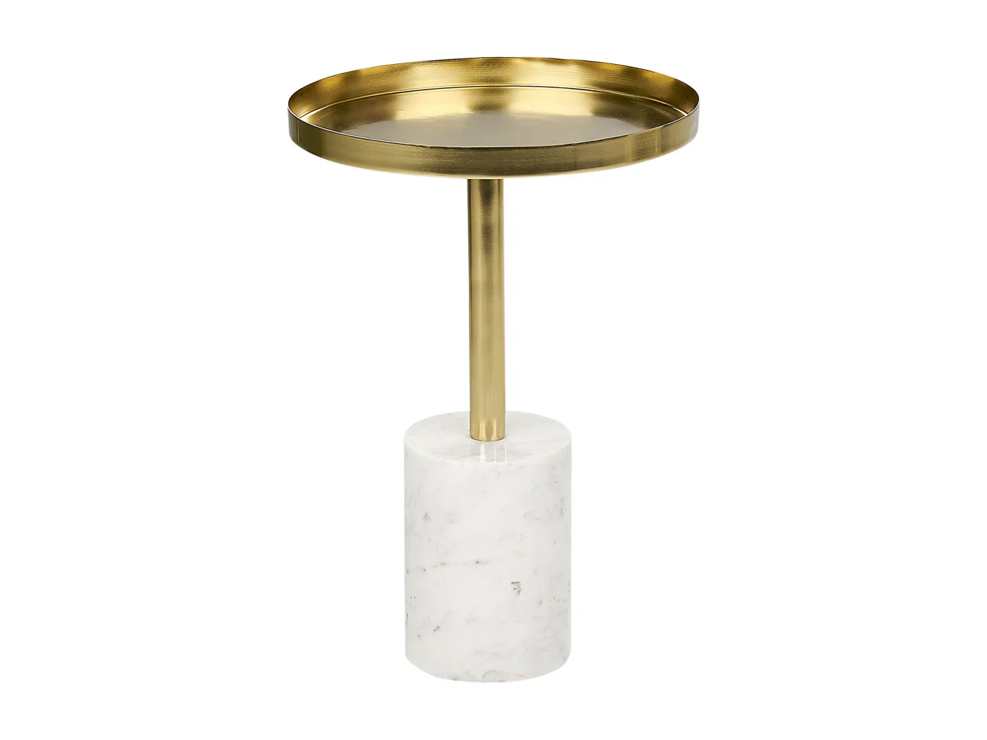 Beistelltisch aus Metall Marmor gold / weiß rund ⌀ 36 cm elegant Camelo