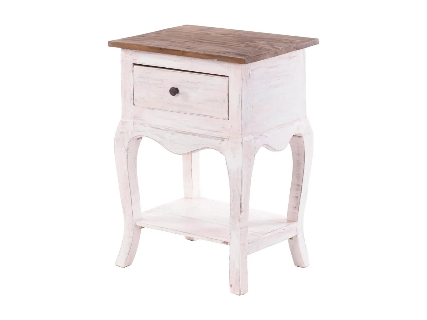 TELEFONTISCH NAPOLEON 64 Mahagoni Massivholz, mit Schublade 05 weiß-natur