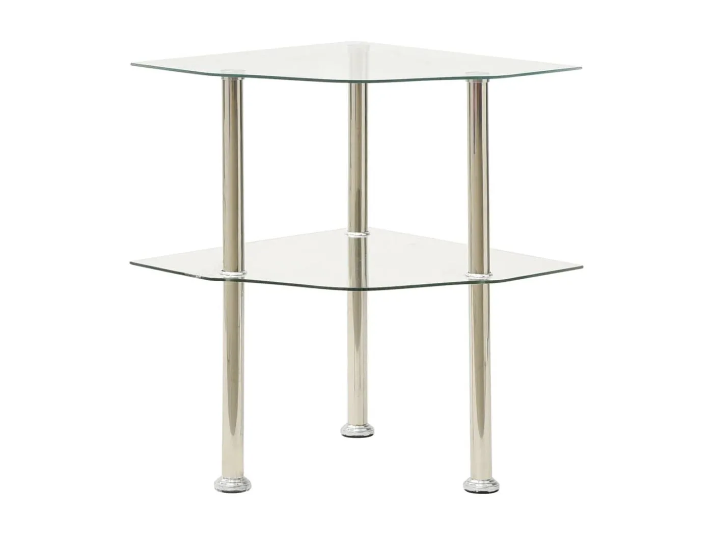 Beistelltisch mit 2 Ablagen Transparent 38x38x50 cm Hartglas