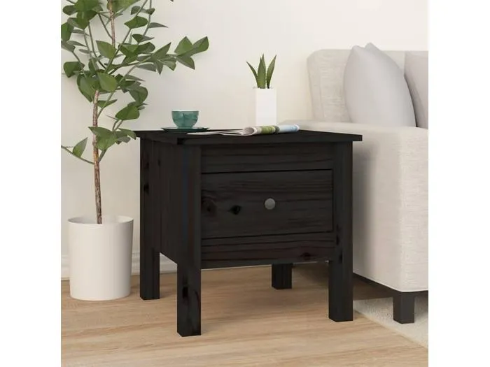 Beistelltisch Schwarz 40x40x39 cm Massivholz Kiefer