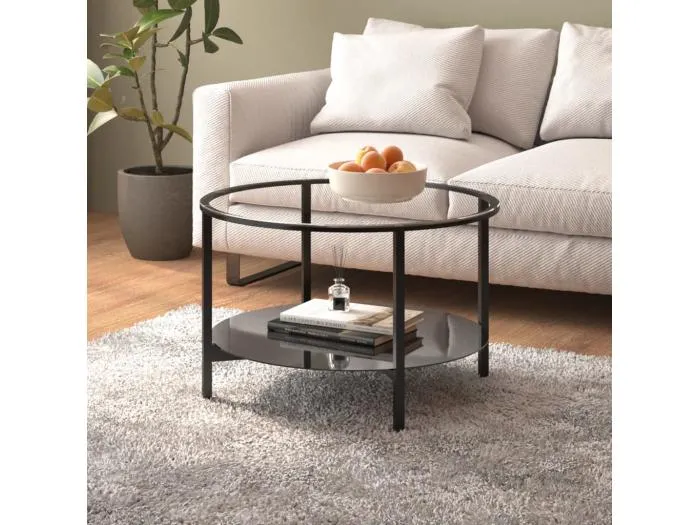 Beistelltisch Schwarz und Transparent 70 cm Hartglas