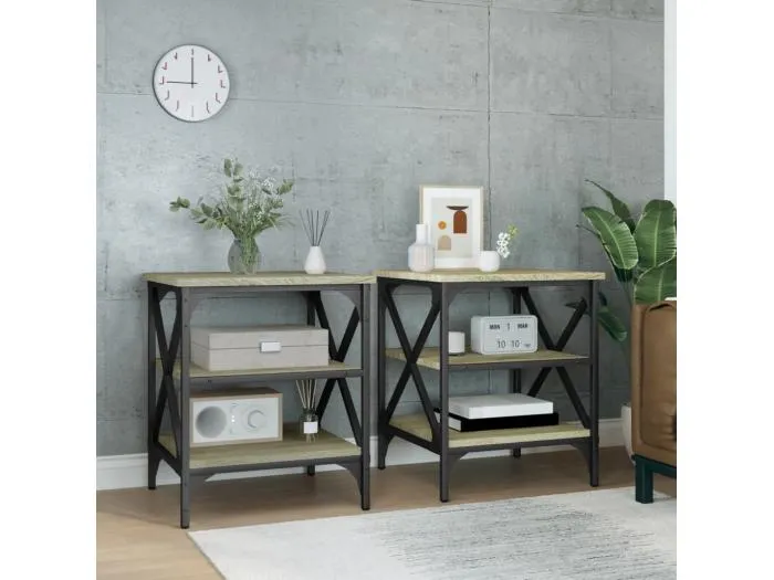 Beistelltische 2 Stk. Sonoma-Eiche 40x42x50 cm Holzwerkstoff