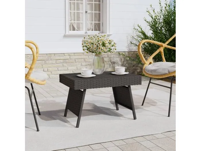 Beistelltisch Klappbar Schwarz 60x40x38 cm Poly Rattan