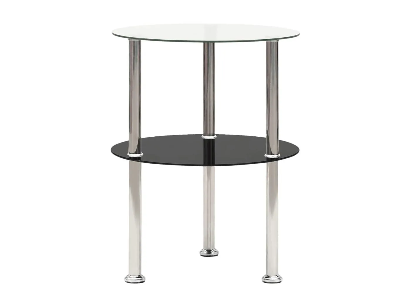 Beistelltisch mit 2 Ablagen Transparent & Schwarz 38cm Hartglas