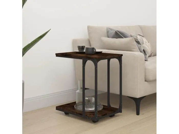 Beistelltisch mit Rollen Räuchereiche 50x35x55,5 cm