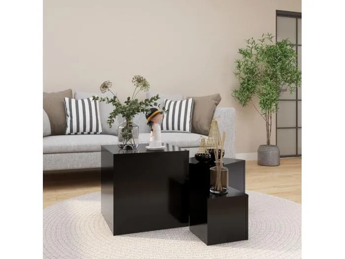 Beistelltische 3-tlg. Schwarz Holzwerkstoff