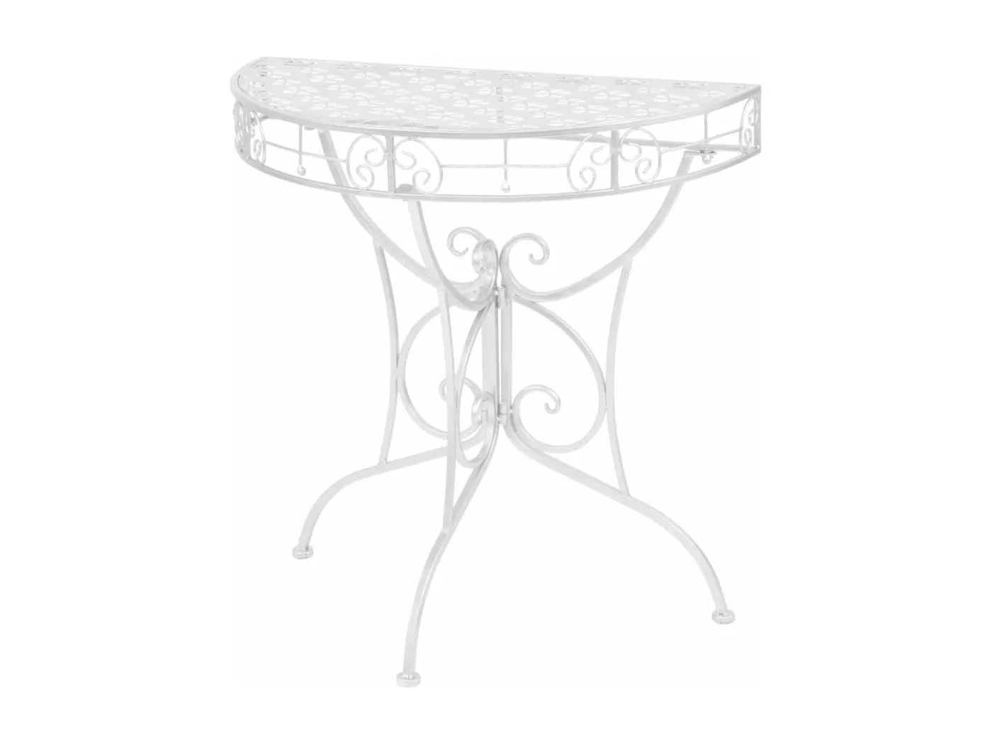 Beistelltisch Vintage-Stil Halbrund Metall 72x36x74 cm Silber