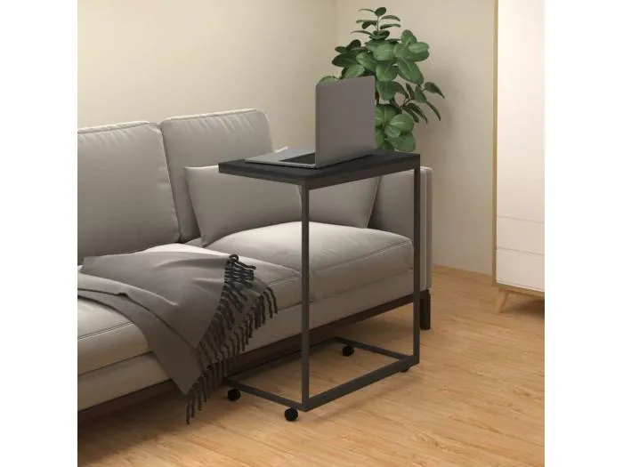 Beistelltisch mit Rollen Schwarz 55x35x70 cm Holzwerkstoff