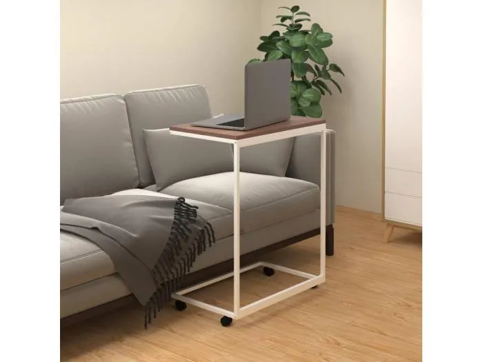 Beistelltisch mit Rollen Weiß 55x35x70 cm Holzwerkstoff