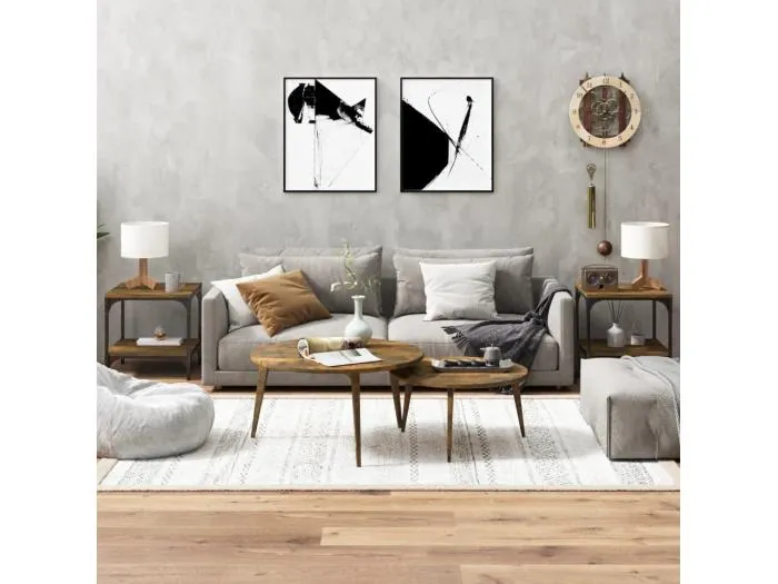 Beistelltische 2 Stk. Räuchereiche 40x40x40 cm Holzwerkstoff