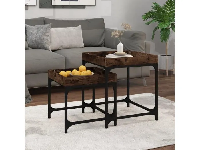 Beistelltische 2 Stk. Räuchereiche Holzwerkstoff