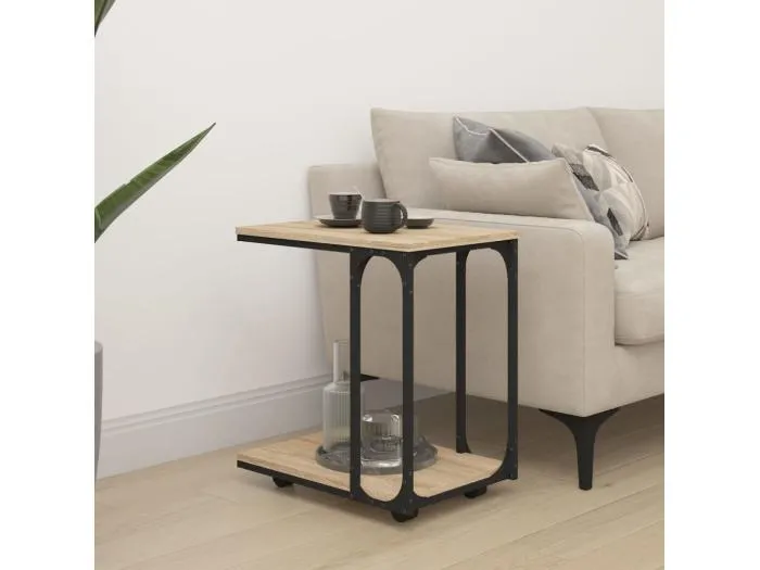 Beistelltisch mit Rollen Sonoma 50x35x55,5 cm Holzwerkstoff