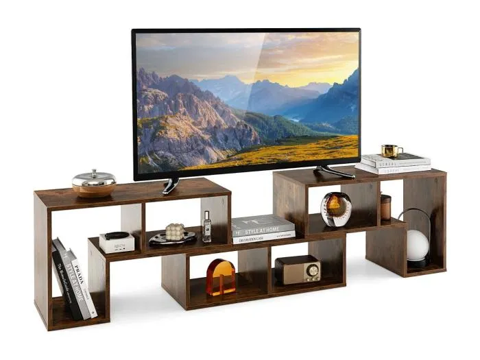 3-teiliger Fernsehschrank aus Holz für TVs bis zu 65" Frei Kombinierbarer Fernsehtisch Braun