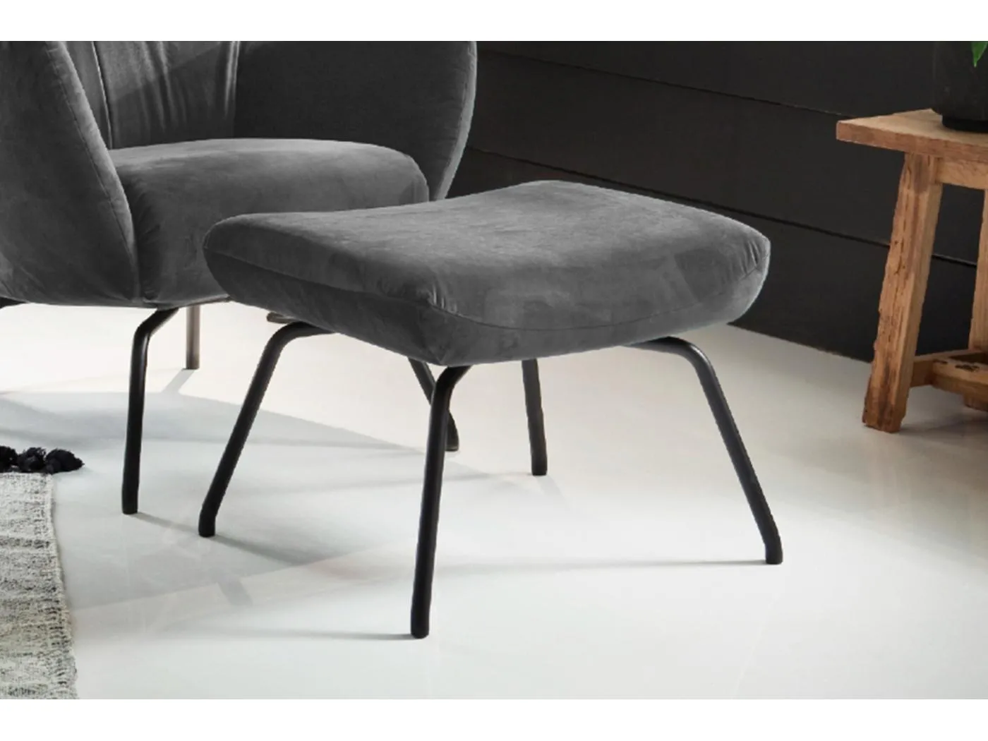 Hocker - Grau Velvet - LOTTE