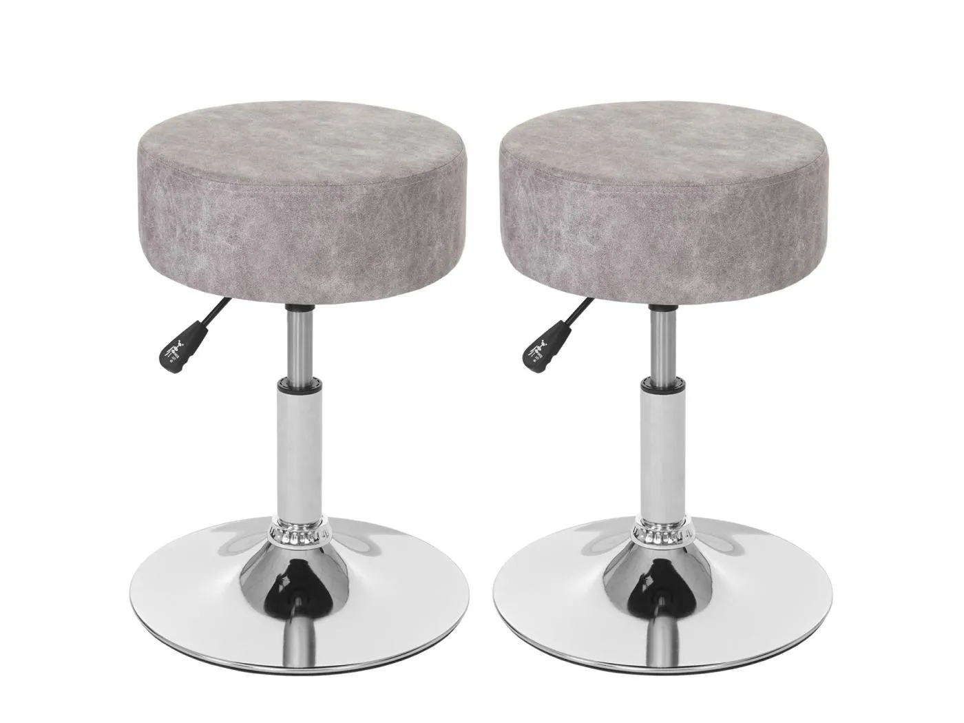 2er-Set Hocker MCW-C22, Wildlederimitat, vintage grau