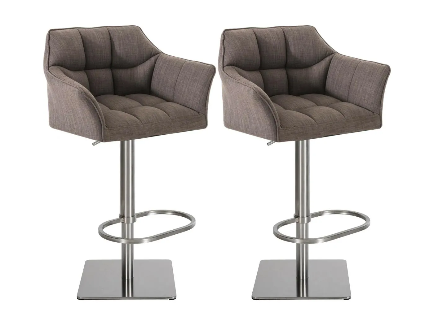 2er Set Barhocker - Stoff & edelstahl - grau - Damaso