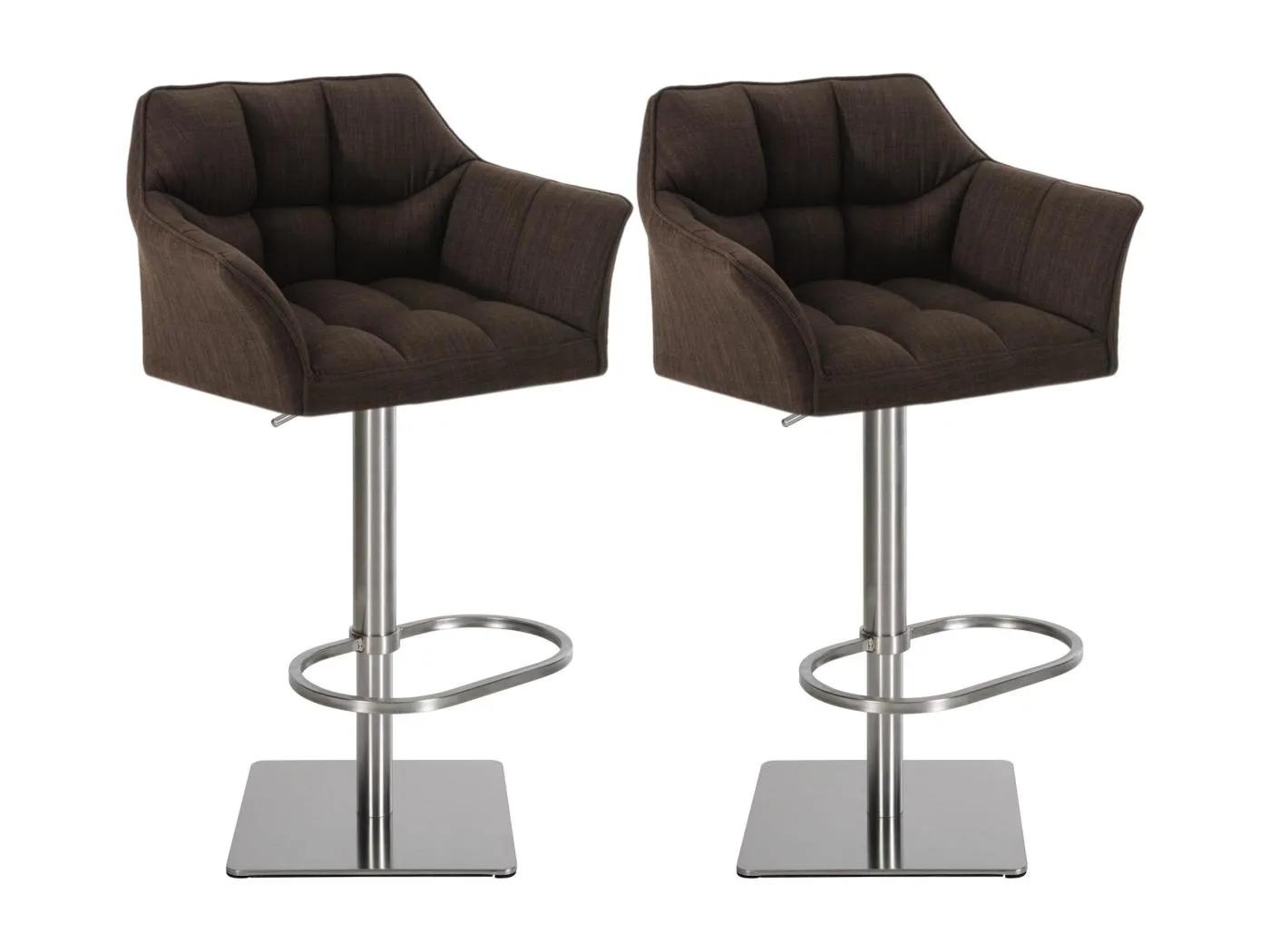 2er Set Barhocker - Stoff & edelstahl - braun - Damaso