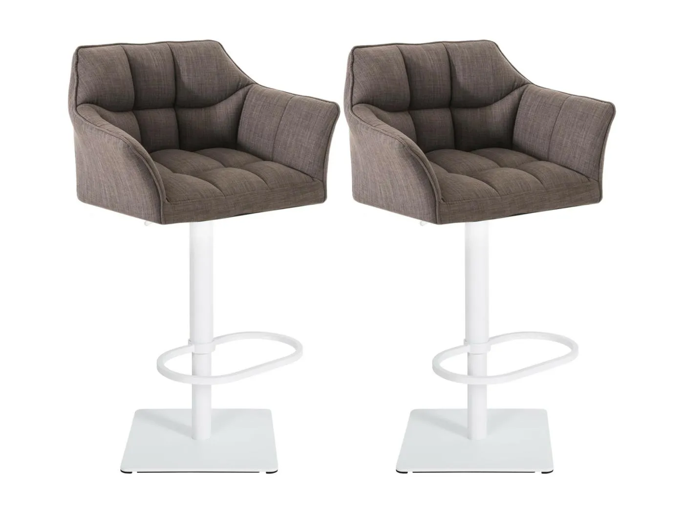 2er Set Barhocker - Stoff & weiß - grau - Damaso