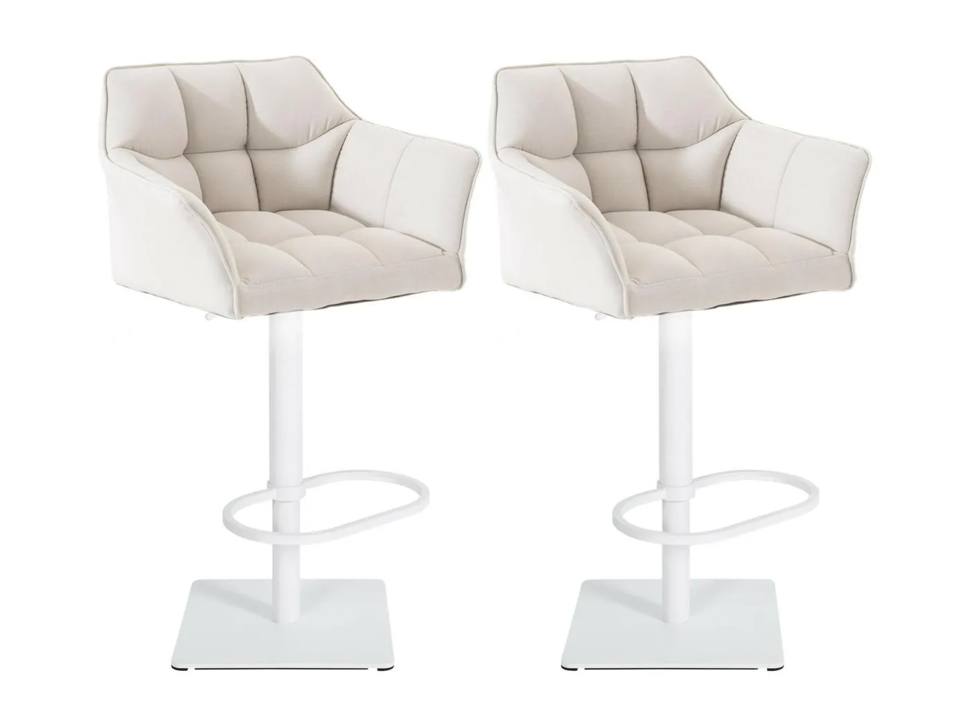 2er Set Barhocker - Stoff & weiß - weiß - Damaso