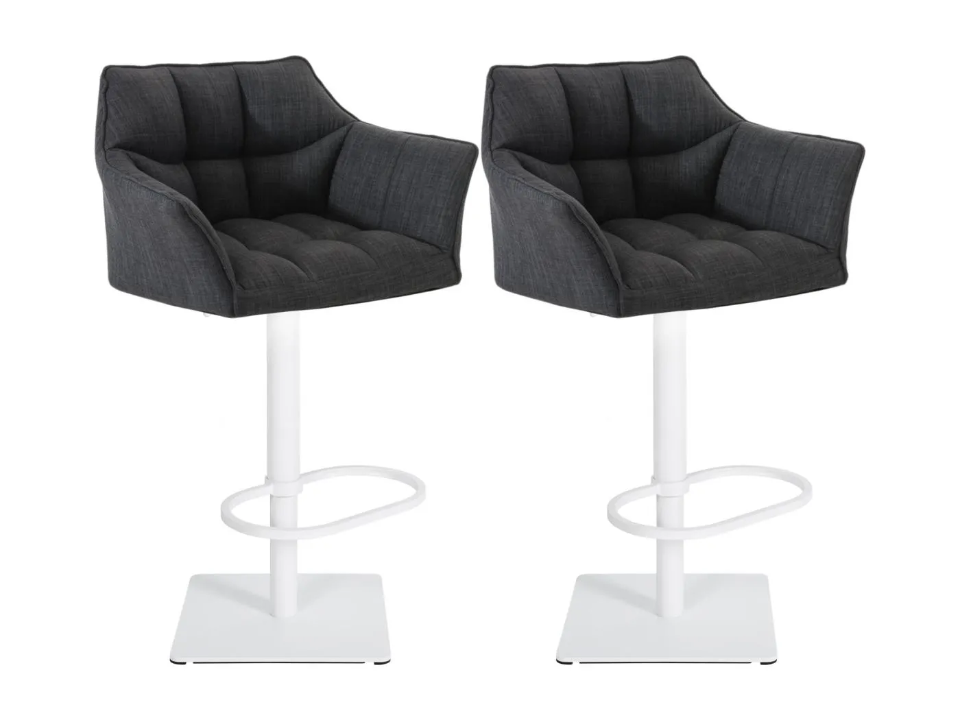 2er Set Barhocker - Stoff & weiß - dunkelgrau - Damaso