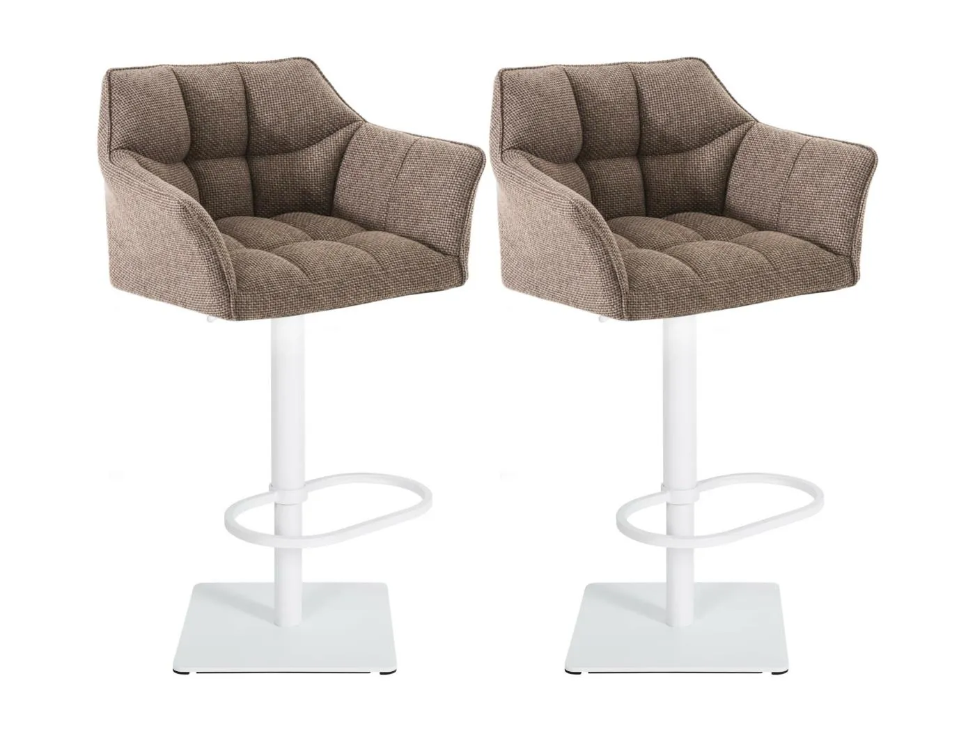 2er Set Barhocker - Stoff & weiß - terrabraun - Damaso