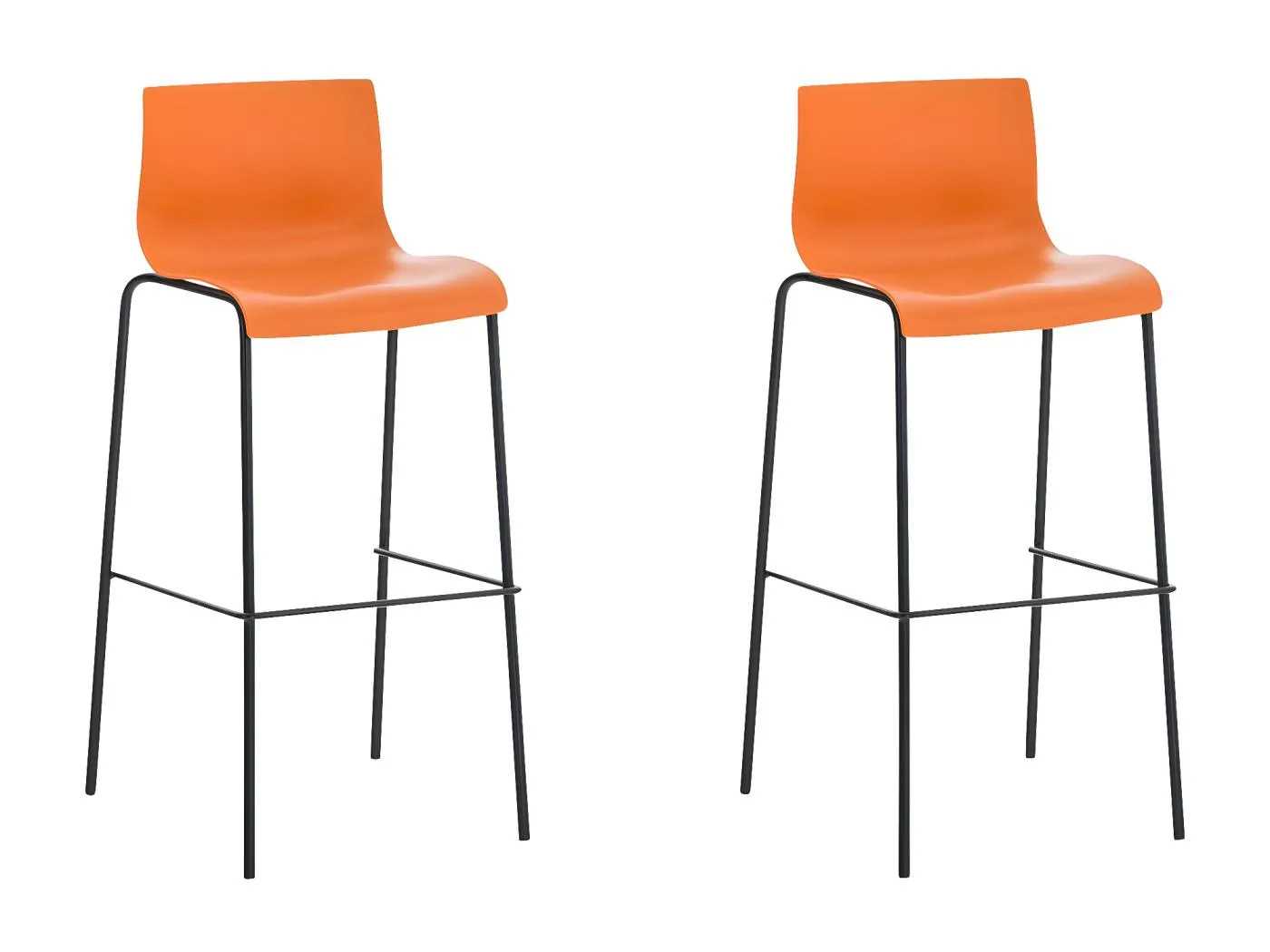 2er Set Barhocker - Kunststoff & schwarz - orange - Hover