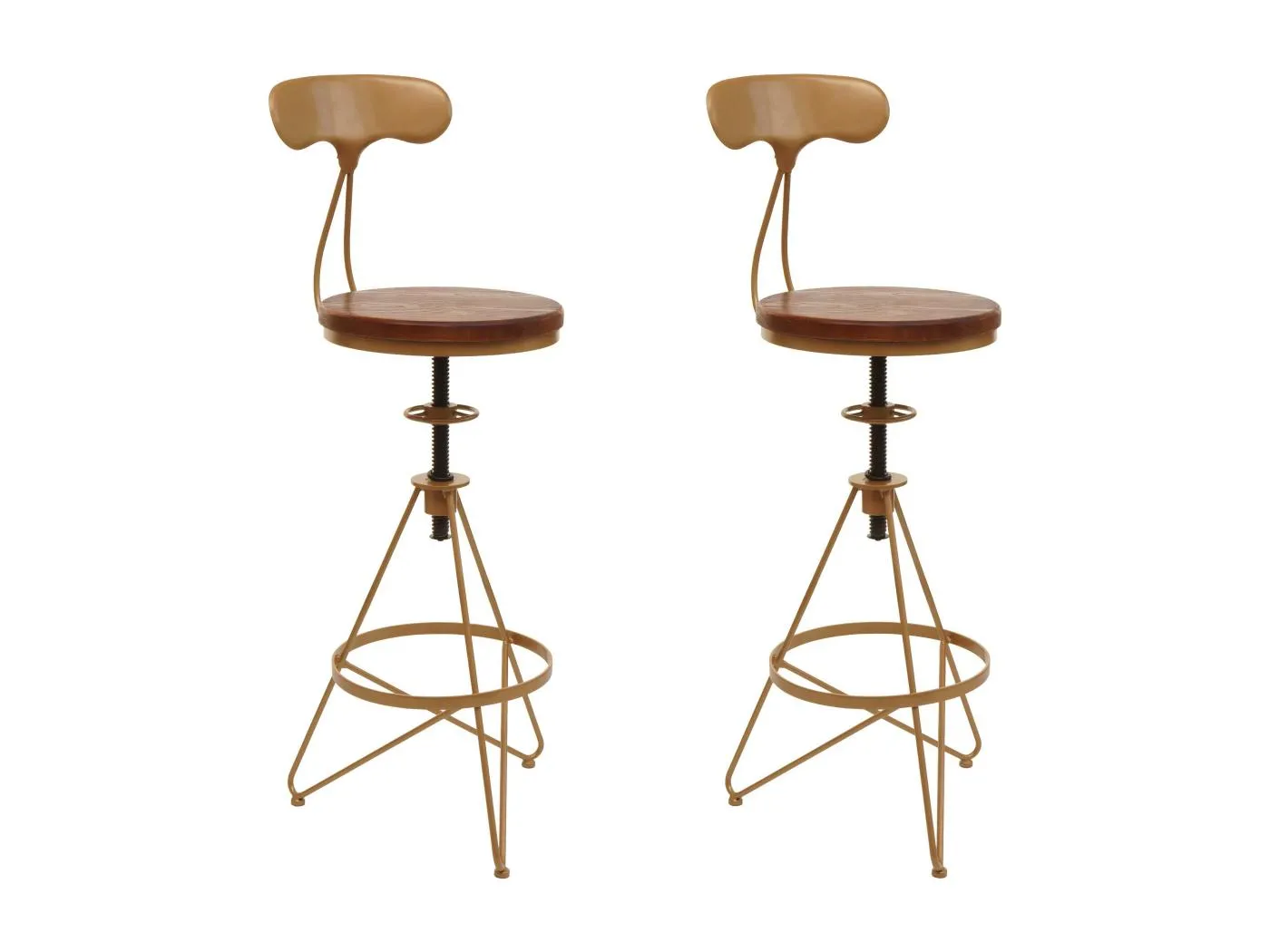 Barhocker MCW-N18 (2er-Set), Braun, Gestell gold