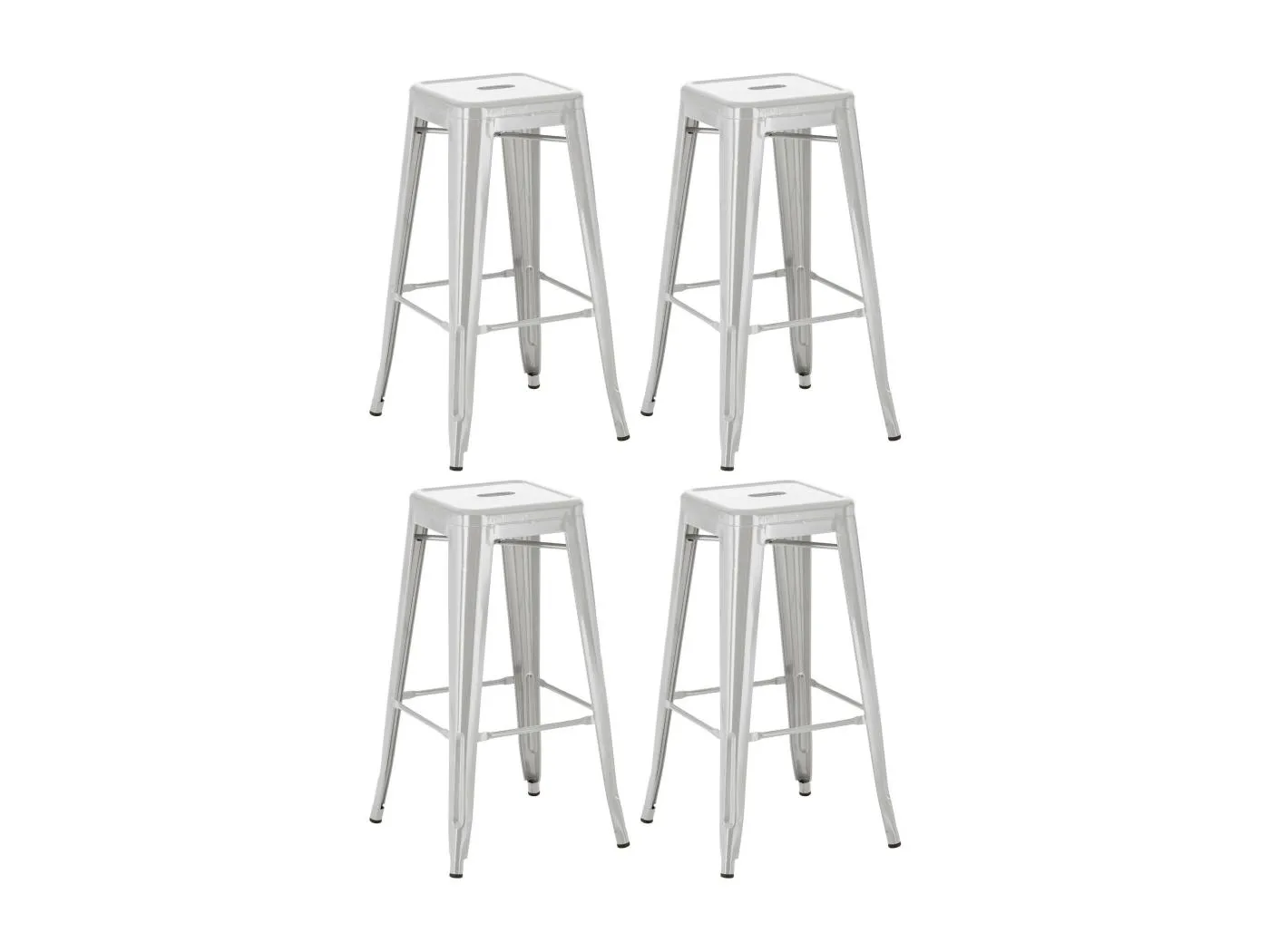 4er Set Barhocker - Metall - silber - Joshua