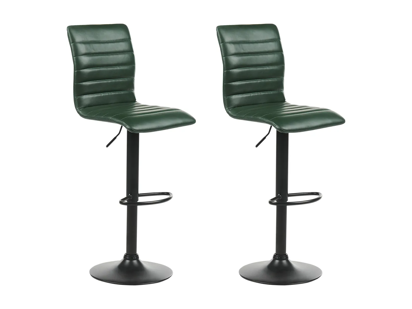 Barhocker 2er Set Kunstleder grün Metallgestell Fußstütze schwarz Lucerne II
