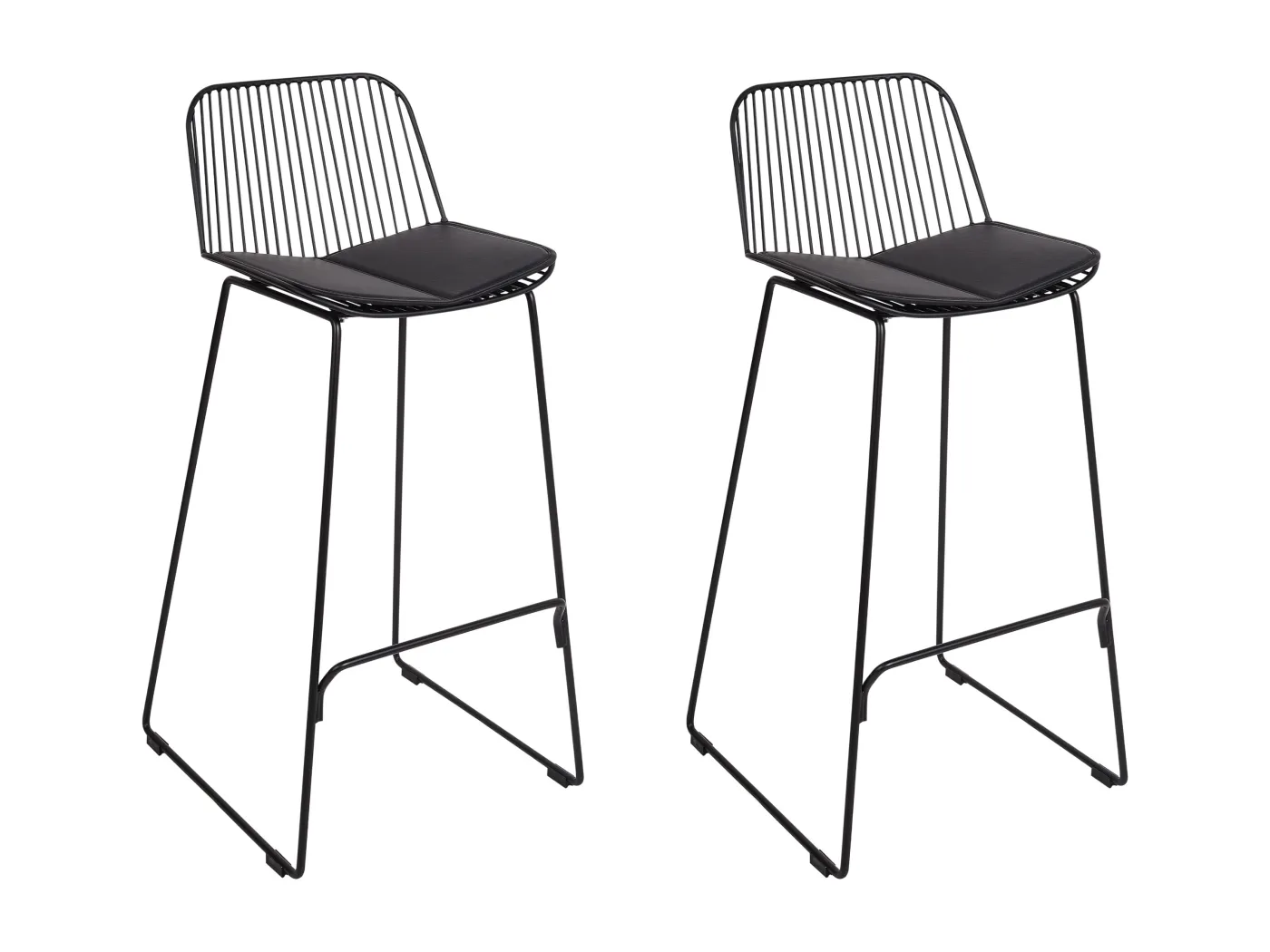 Barstuhl 2er Set schwarz aus Stahl mit Kunstleder-Sitz Pensacola