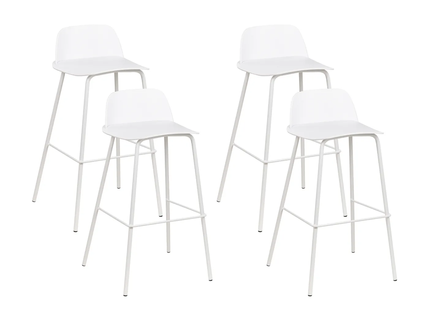 Barhocker 4er Set weiß aus Kunststoff/Metall für Esszimmer Küche Mora