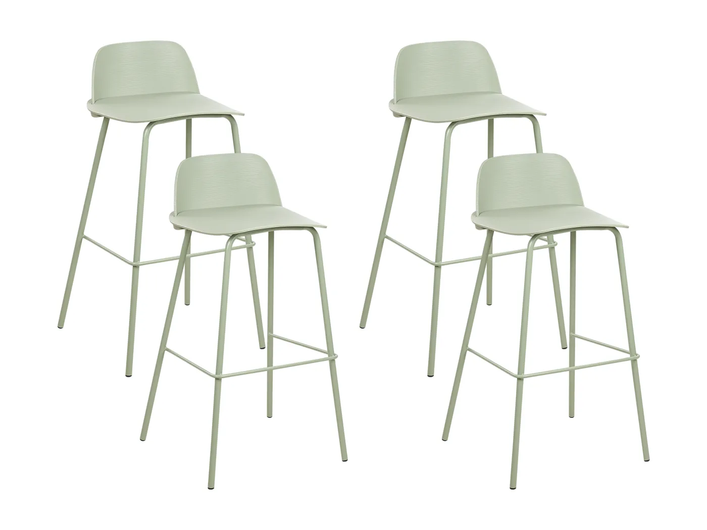 Barhocker 4er Set grün/hellgrün aus Kunststoff/Metall für Esszimmer Küche Mora