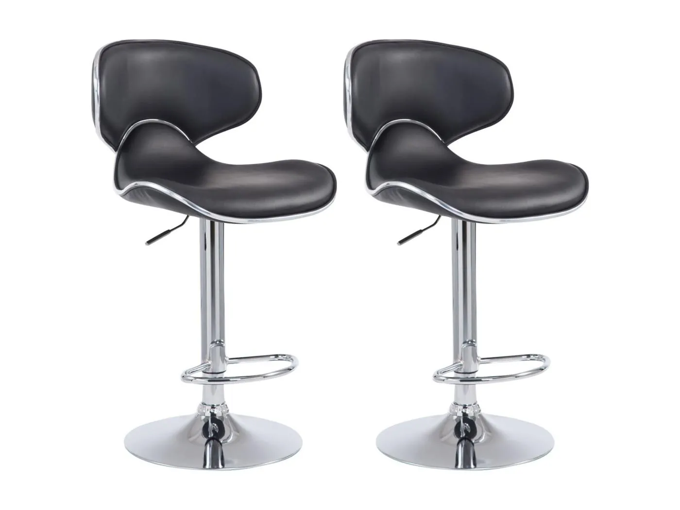 2er Set Barhocker - Kunstleder & chrom - schwarz - Las Vegas v2