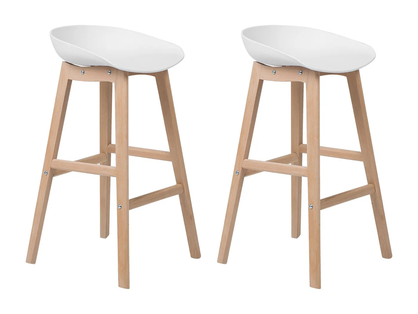 Barstuhl 2er Set weiß mit Holzbeinen Fußstütze Sitzhöhe 72 cm Micco