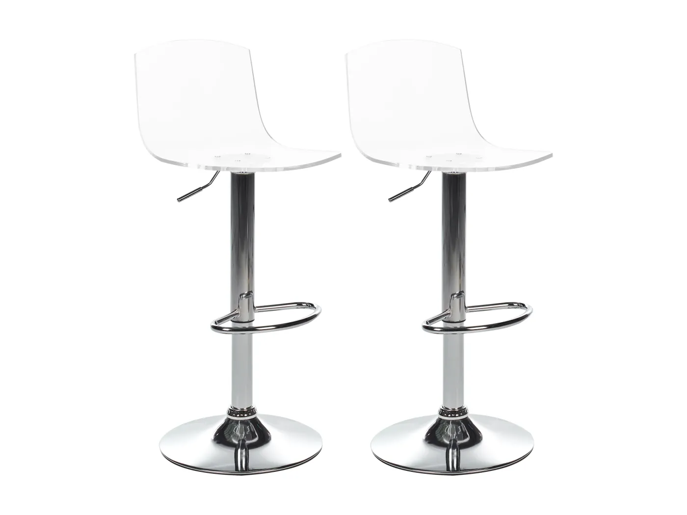 Barhocker Acryl transparent Metallgestell höhenverstellbar drehbar 2er Set Imola