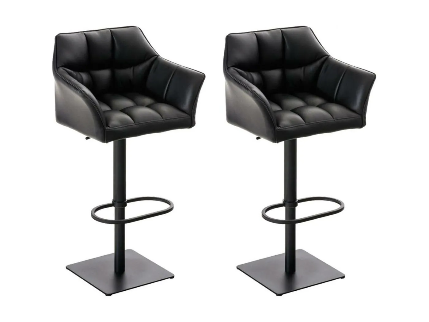 2er Set Barhocker - Kunstleder & schwarz - schwarz - Damaso
