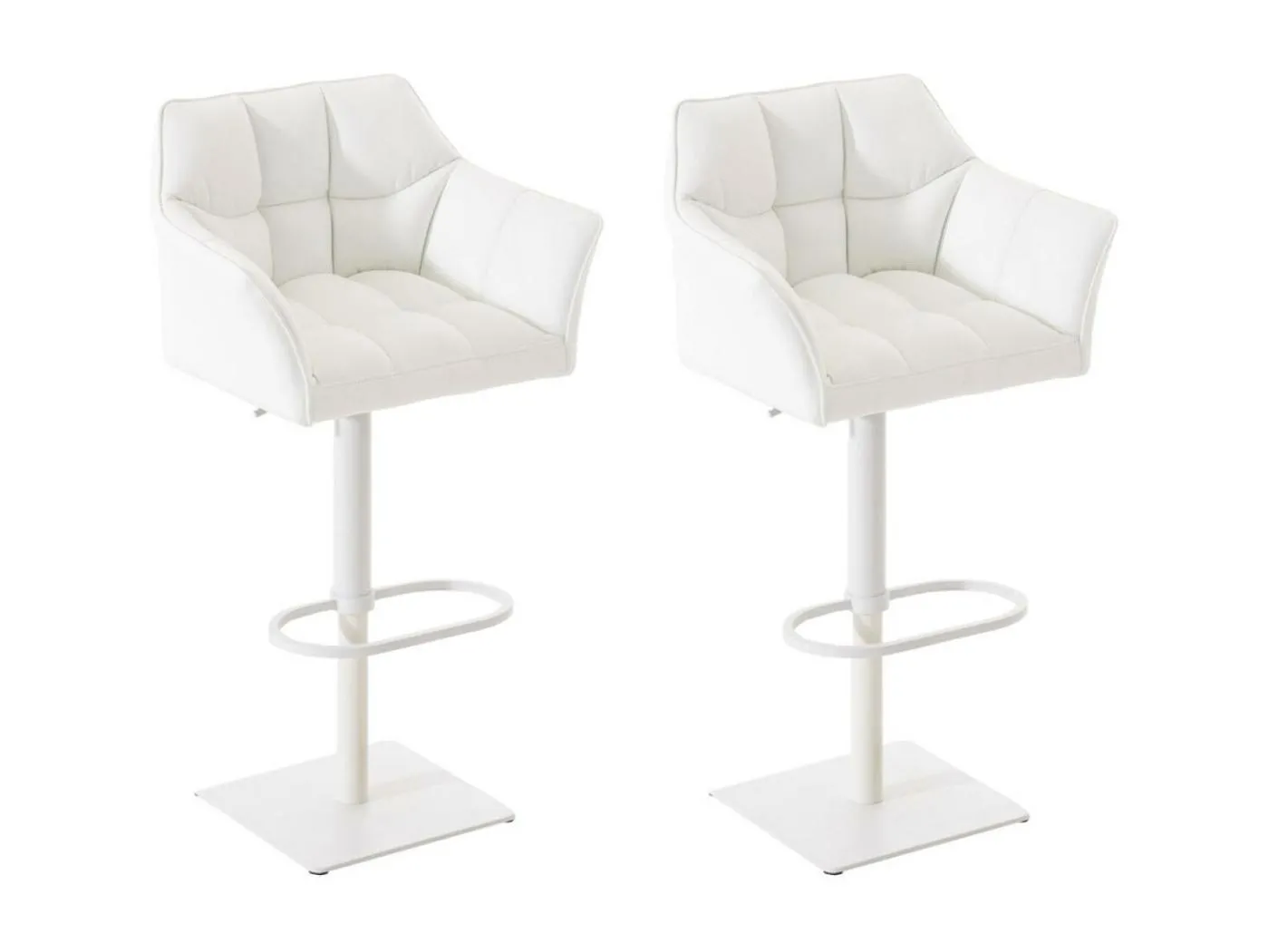 2er Set Barhocker - Kunstleder & weiß - weiß - Damaso