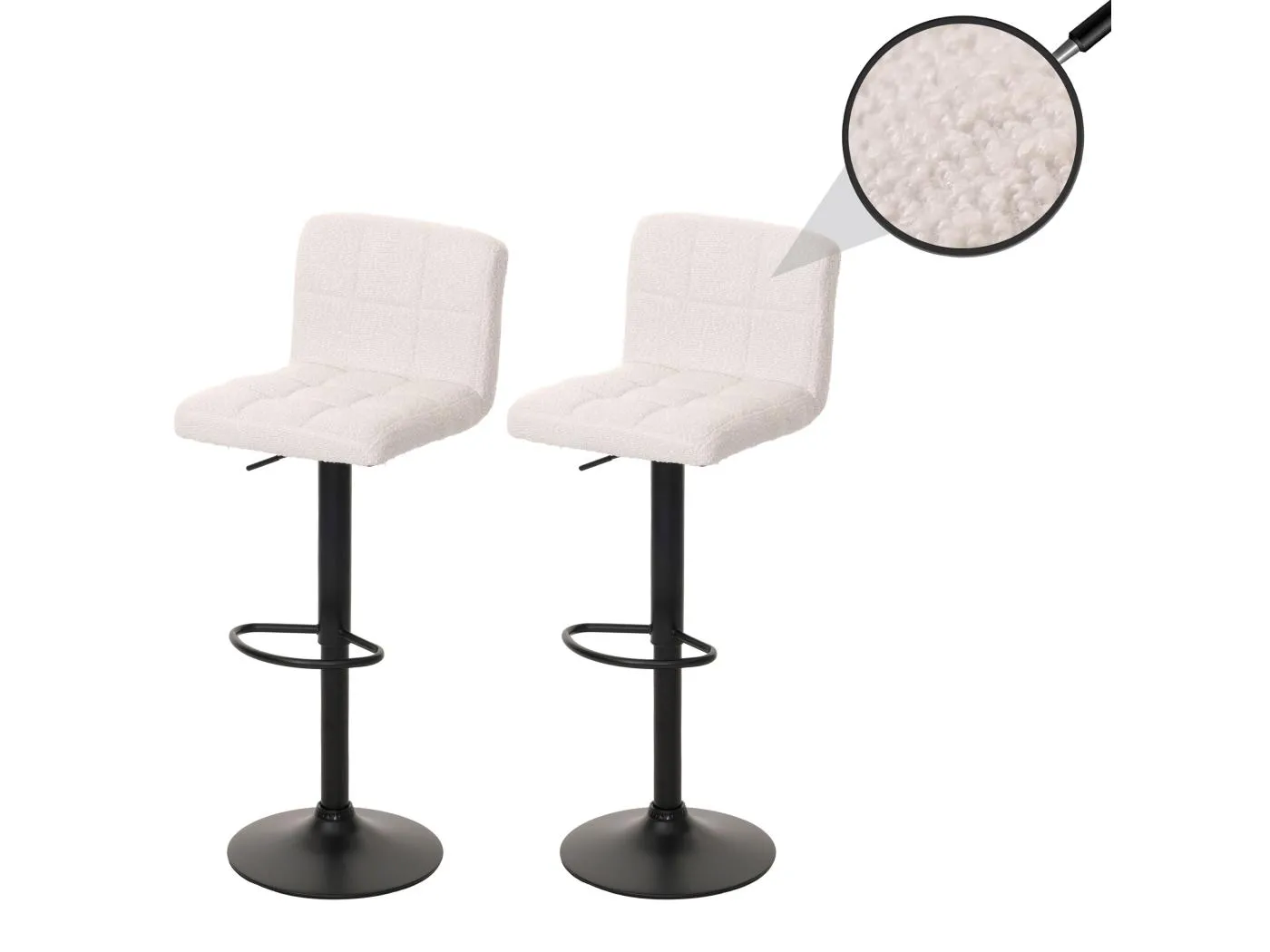 Barhocker MCW-G87 (2er-Set), Creme-weiß