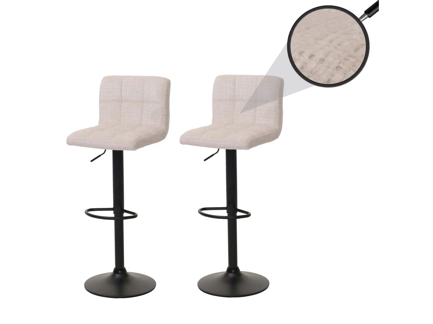 Barhocker MCW-G87 (2er-Set), Creme-beige