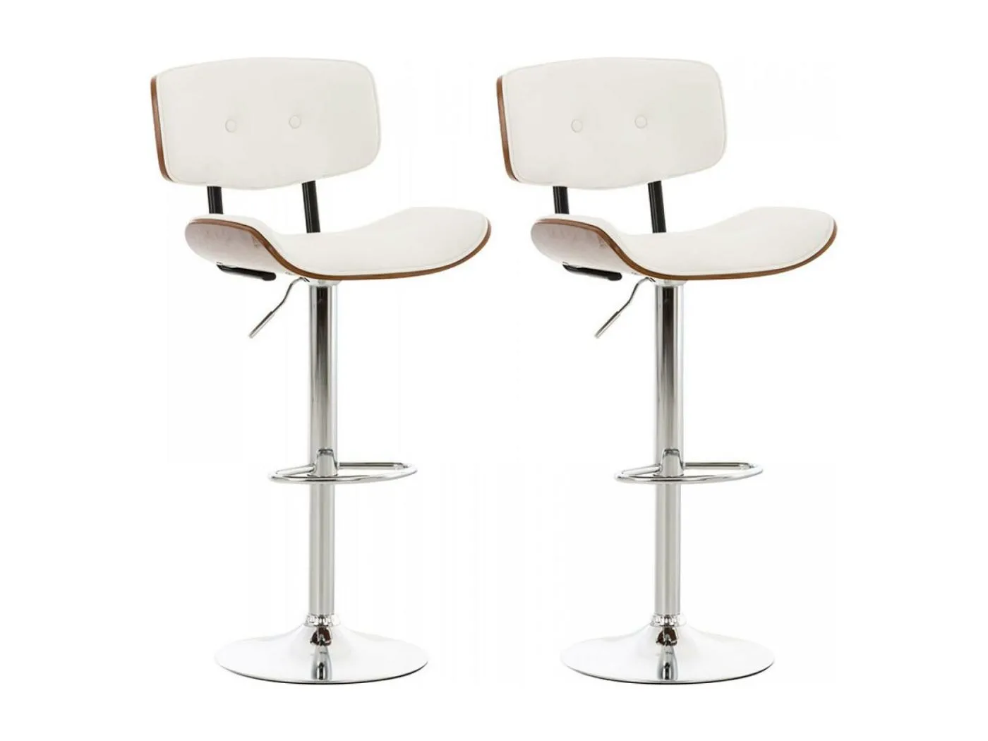 2er Set Barhocker - Kunstleder & antik-hell - walnuss/weiß - Sarnia