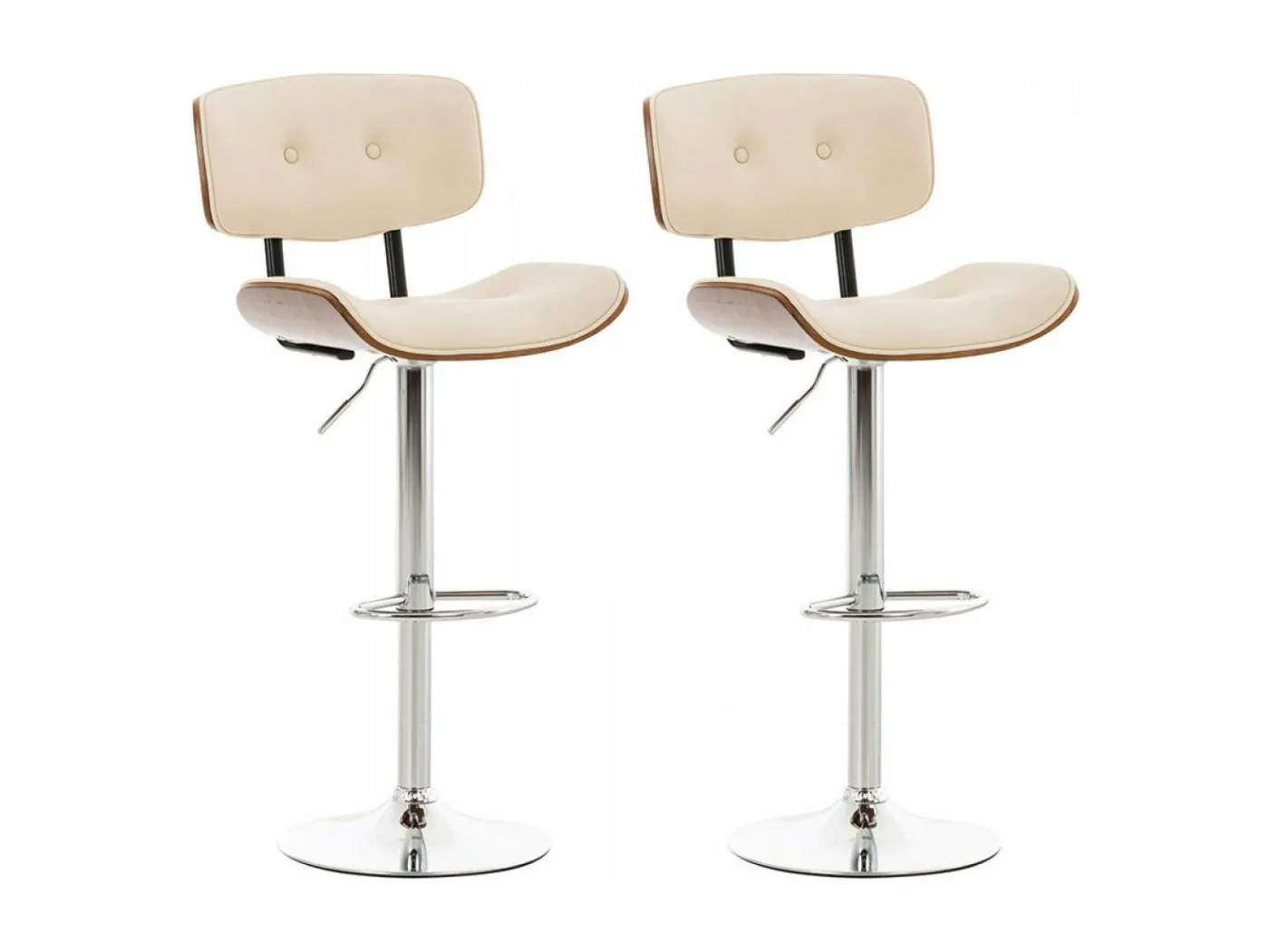 2er Set Barhocker - Kunstleder & antik-hell - walnuss/creme - Sarnia